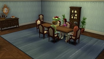 Family House Grandpa arrived and the perverted Old Man Fucks his son's Wife and his Granddaughter doing Yoga Netorare