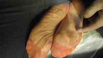 Mature  Tickled in   Stockined feet